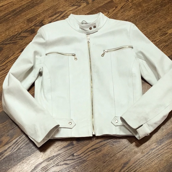 Jackets & Blazers - White Leather Moto Jacket